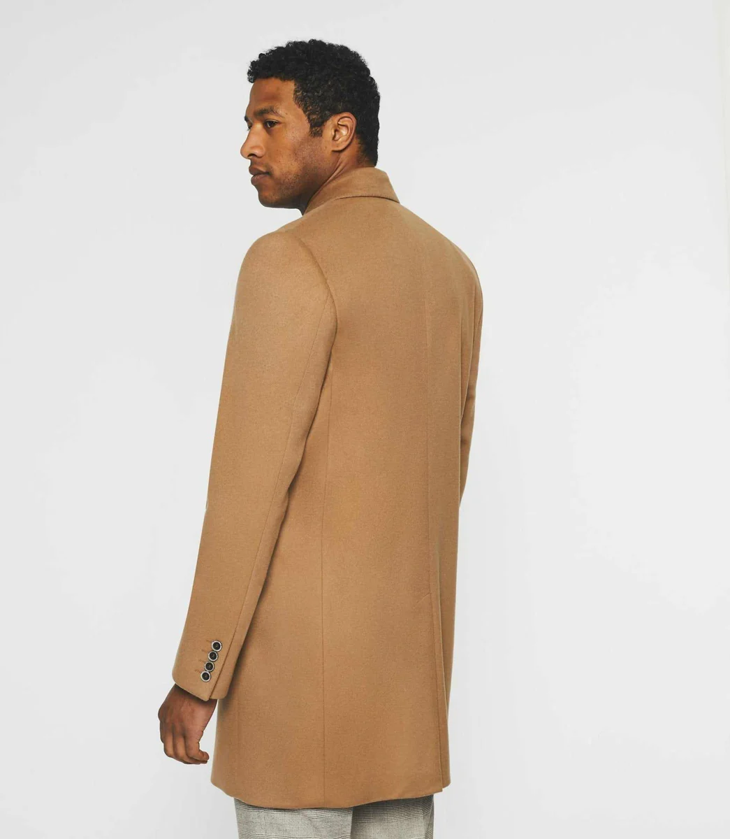 Manteau ville en laine et cachemire camel INDALECIO
