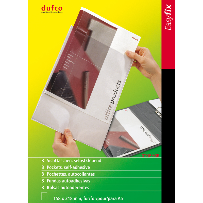 Dufco Sichttaschen Easyfix, 158 x 218 mm, selbstklebend, transparent
