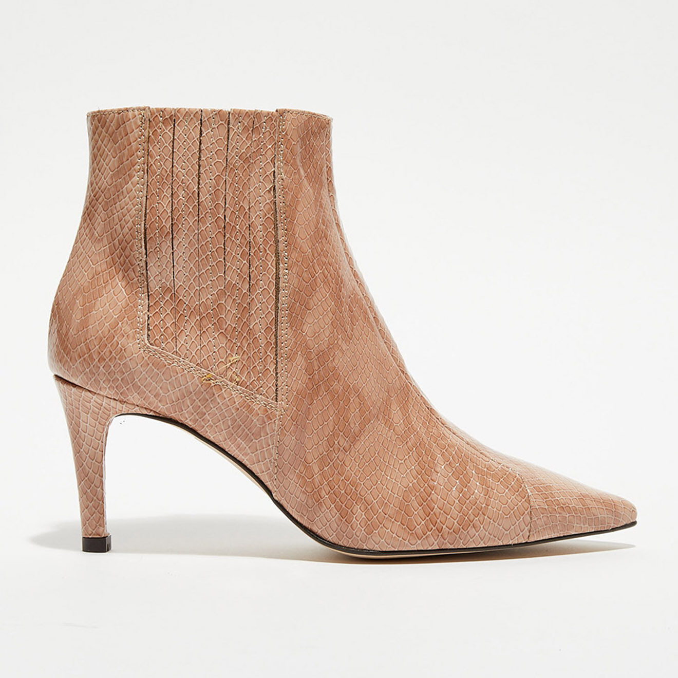 Apologie Bottines en Cuir python Suzanne rose/marron - Talon 7 cm