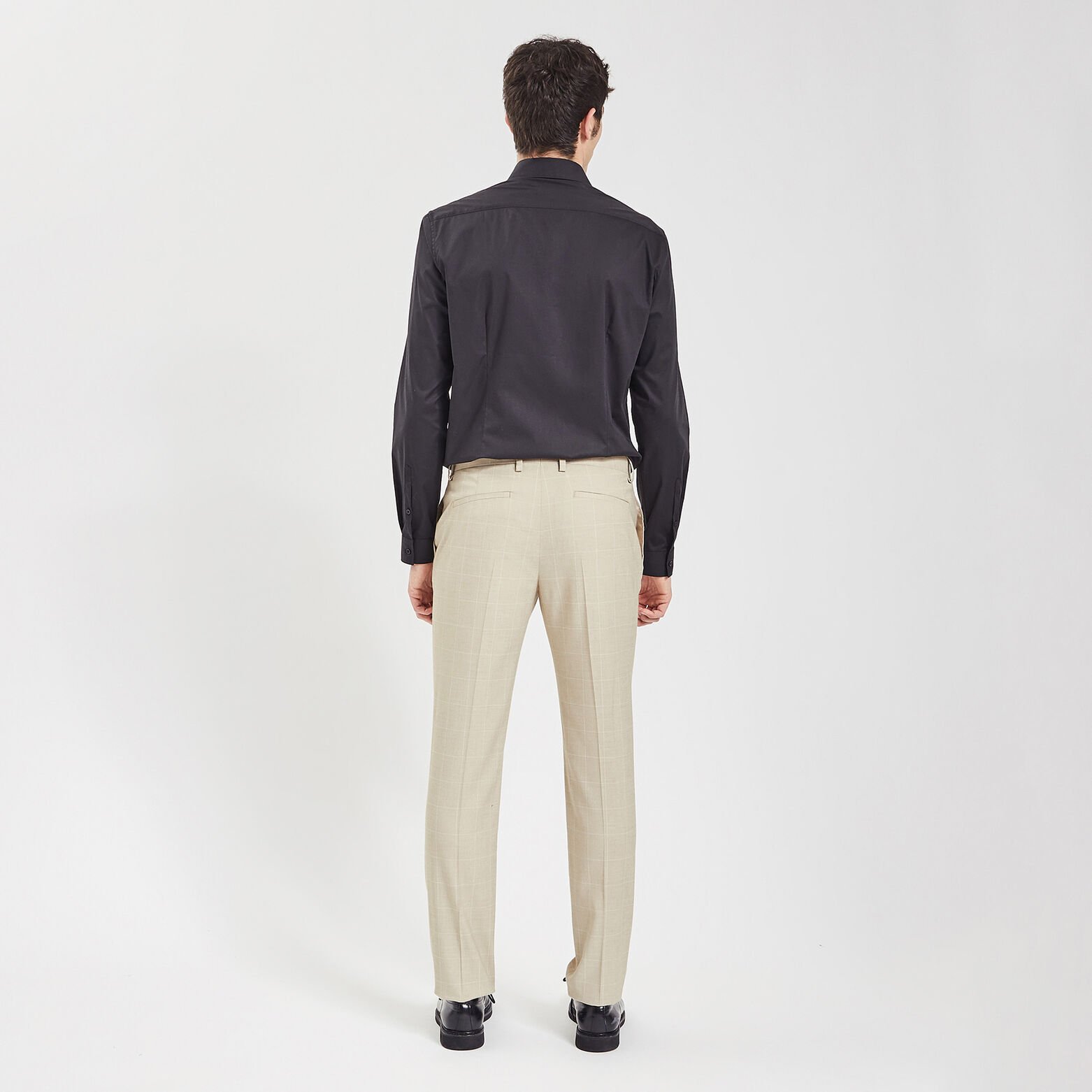 Pantalon de costume slim à carreaux Beige