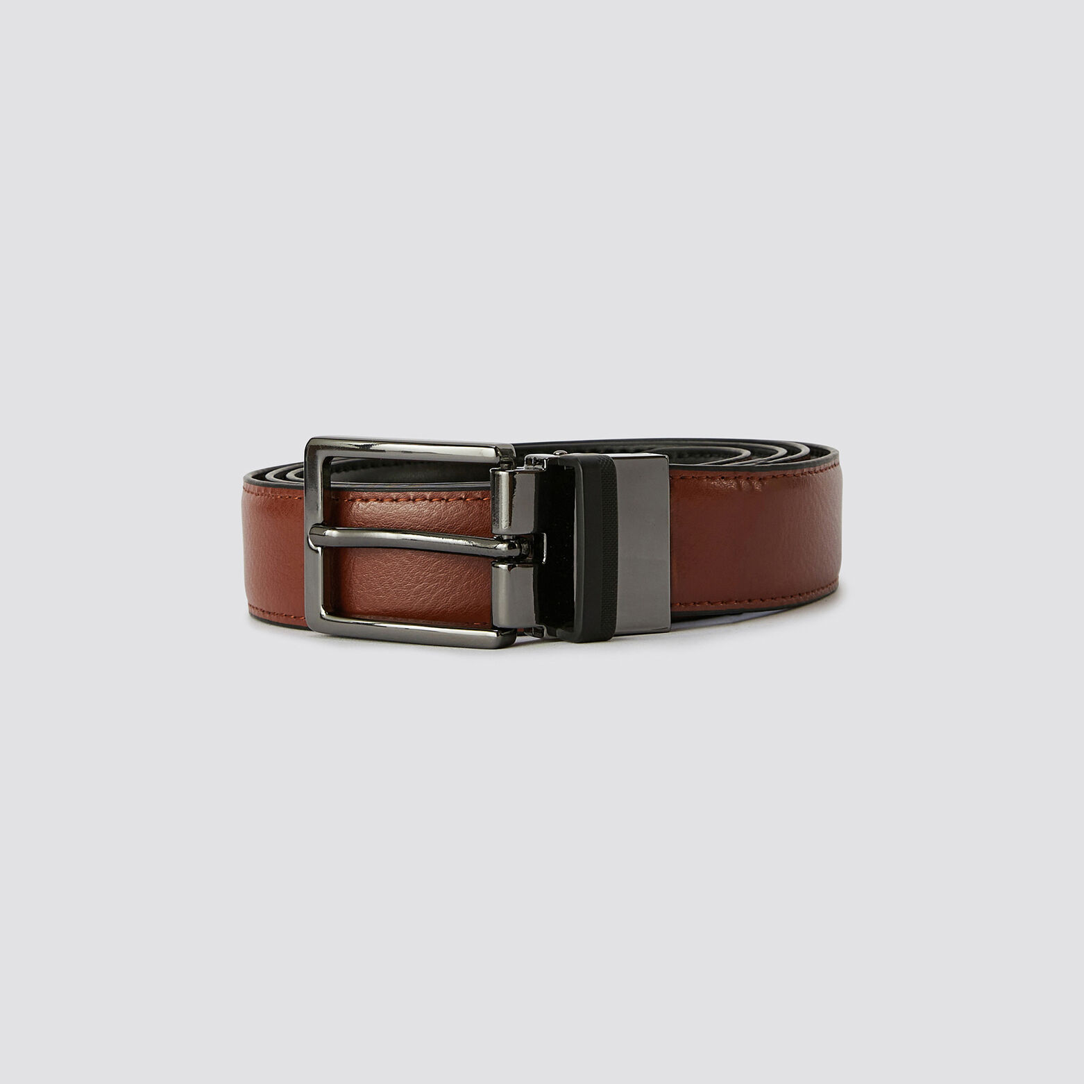 Coffret ceinture réversible avec plaque et boucle Noir