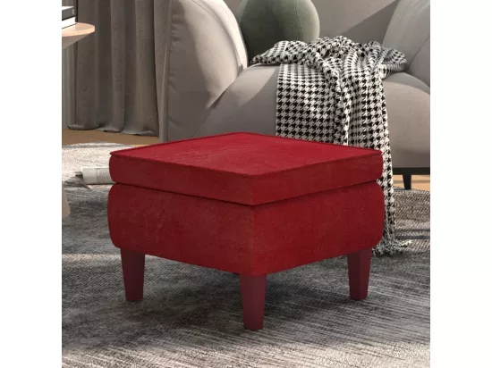 Tabouret avec pieds en bois Rouge bordeaux Velours