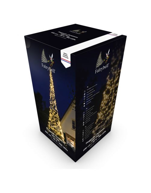 Fairybell Vlaggenmast Kerstboom - Kerstverlichting - 600 cm Warm Wit 900 led