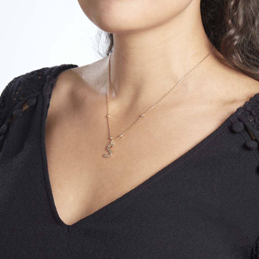 Collier Plaqué Or Jaune Lettra