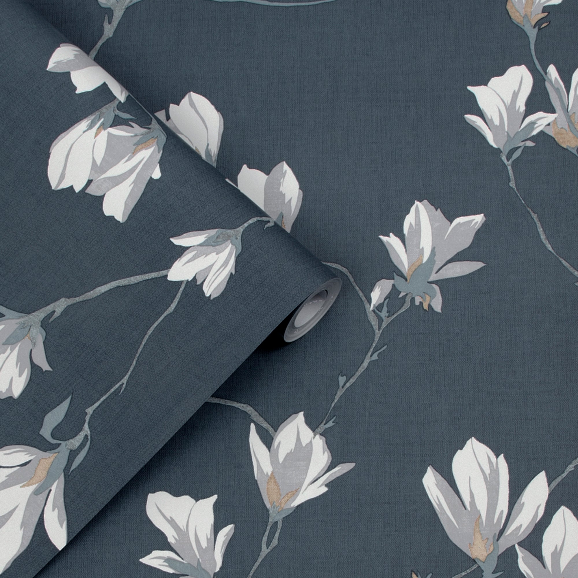 Laura Ashley Magnolia Grove Behang - Bloemen - 10mx52cm - Grijs
