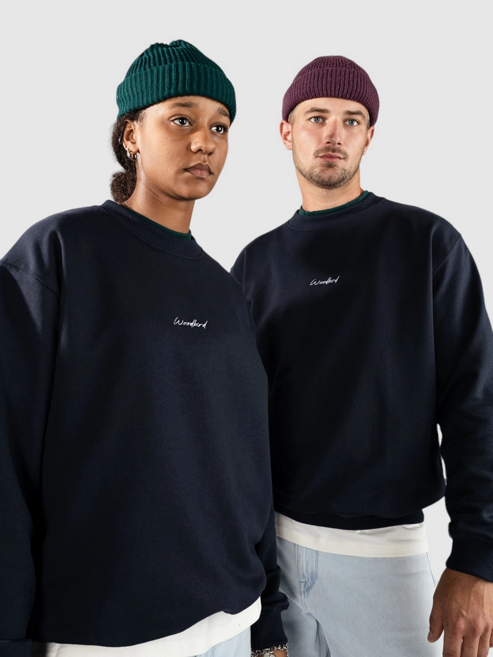 Woodbird Cane Noodle Crew Sweater navy
