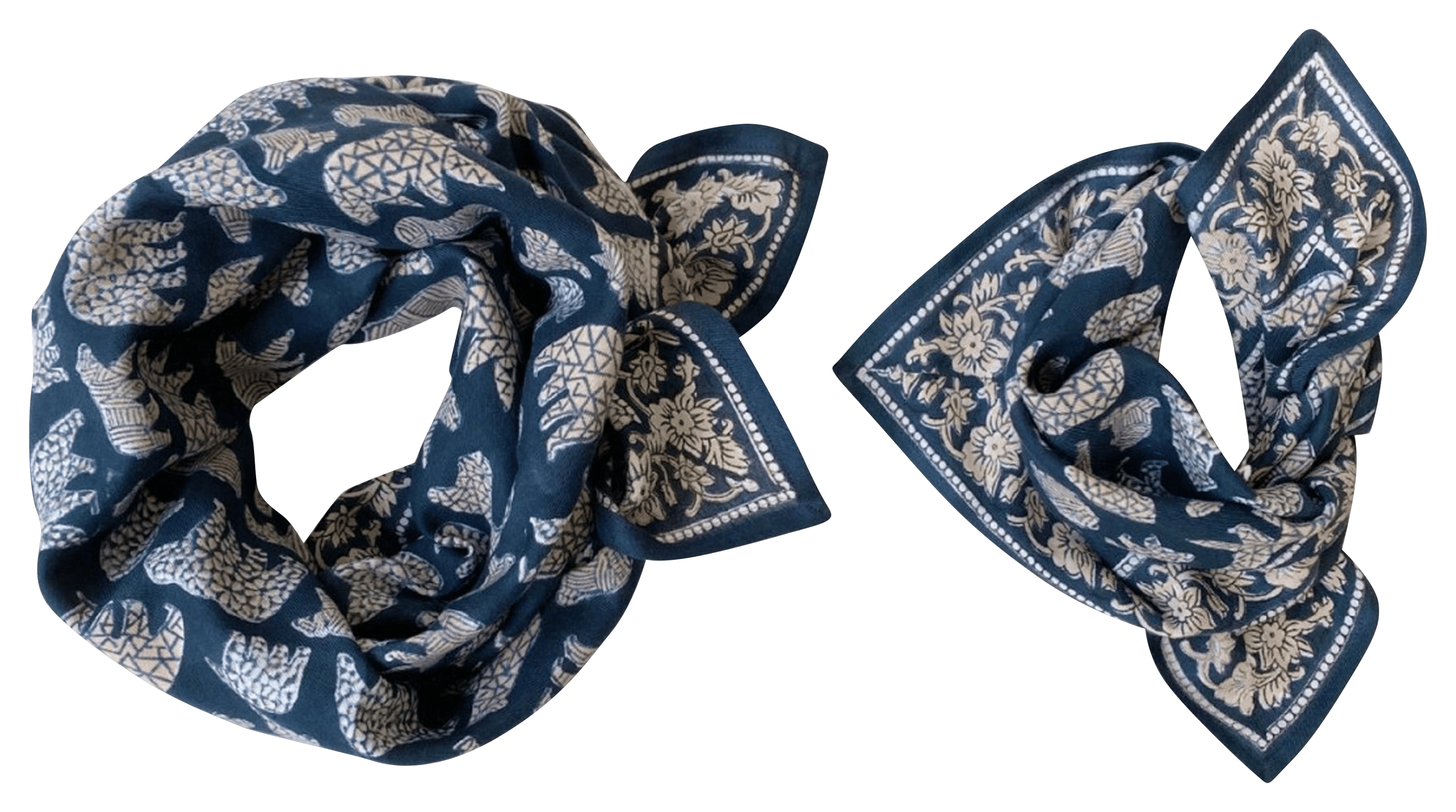 MANIKA - Foulard imprimé en coton | Bleu