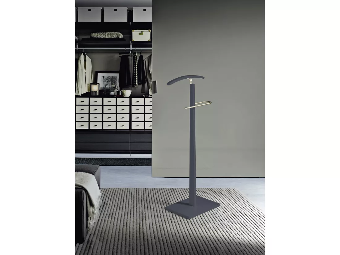 Valet de nuit - H114cm x L48cm x P28cm - hêtre massif gris graphite - Smart
