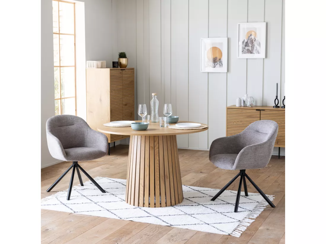 Table à manger ronde 110cm style scandinave LIV - HAPPY GARDEN