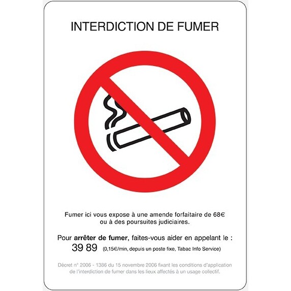 panneau Interdiction de fumer