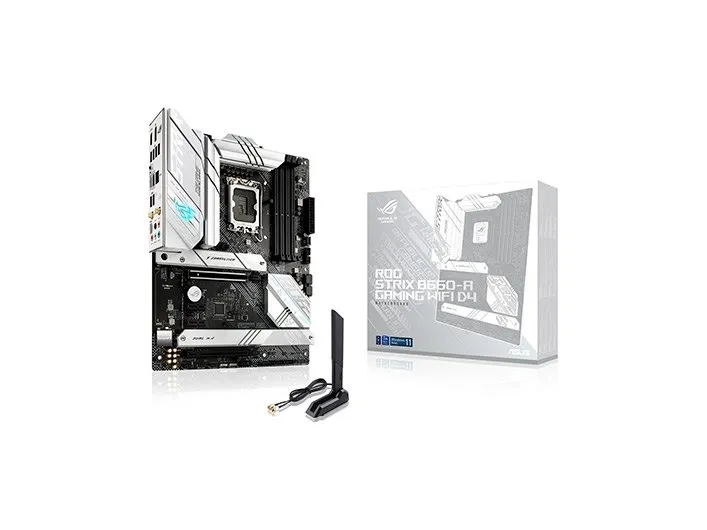 ASUS ROG STRIX B660-A GAMING WIFI D4 - Bundkort - ATX - LGA1700 sokkel - B660 Chipset - USB-C Gen 2x2, USB 3.2 Gen 1, USB-C Gen1, USB 3.2 Gen 2, USB-C Gen2 - 2.5 Gigabit LAN, Wi-Fi 6, Bluetooth - onboard grafik (CPU påkrævet) - HD Audio (8-kanaler)