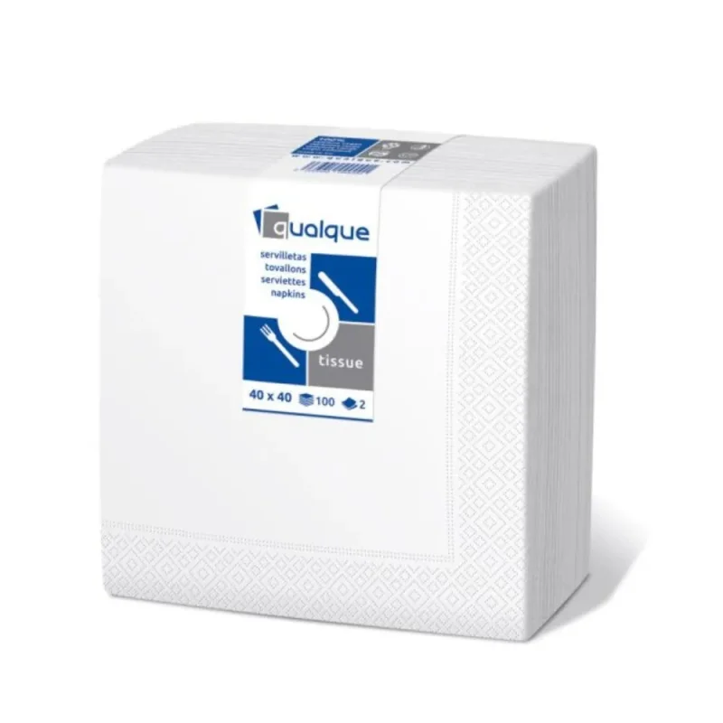 QUALQUE - Serviette cocktail ouate - 20x20 - Blanc - x6000