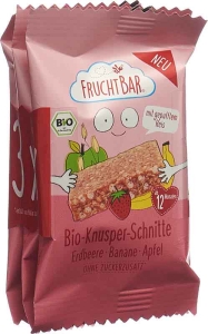 FRUCHTBAR Knusper Schnitte Bio Erdbeere Banane Apfel, 3 x 23 g