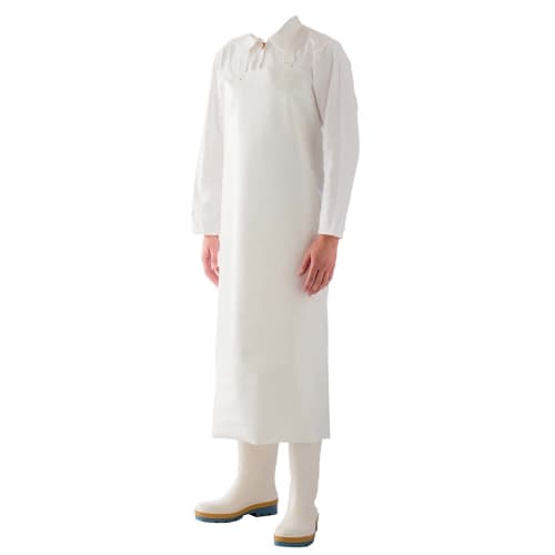 Tablier polyuréthane blanc Manulatex 90 x 115 cm avec attaches standards soudées en rouleau