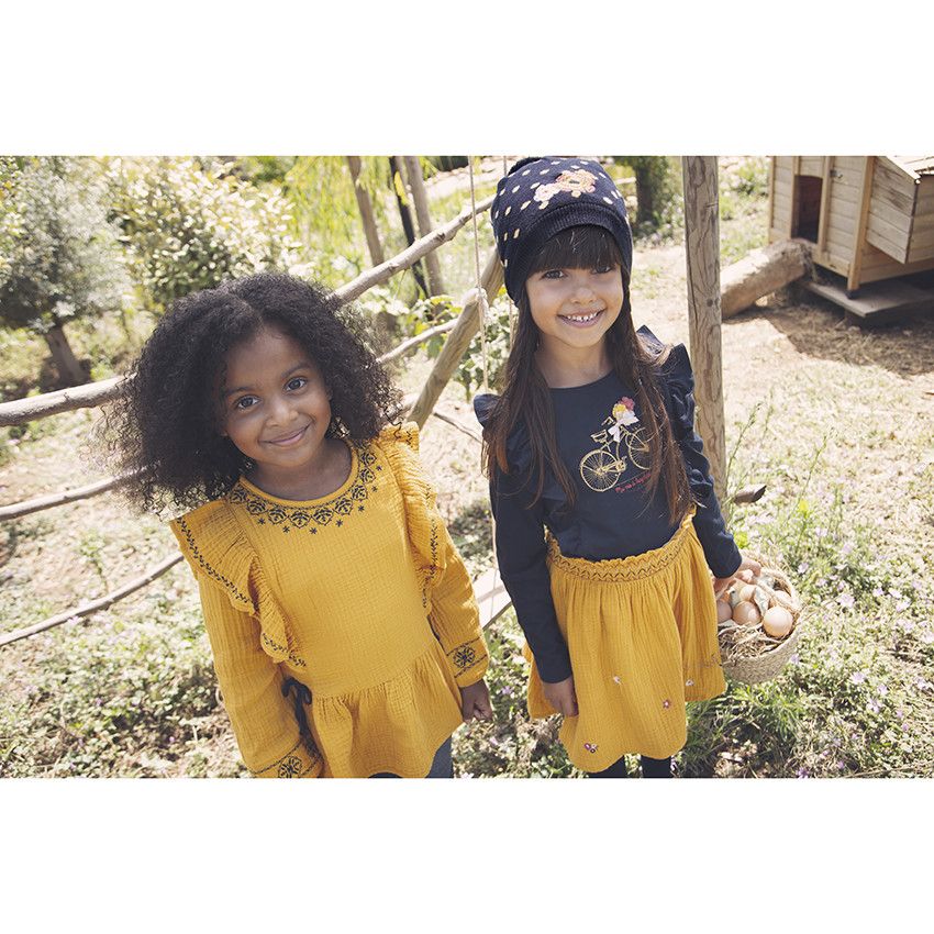Jupe jaune à fleurs pour enfant fille - Jaune