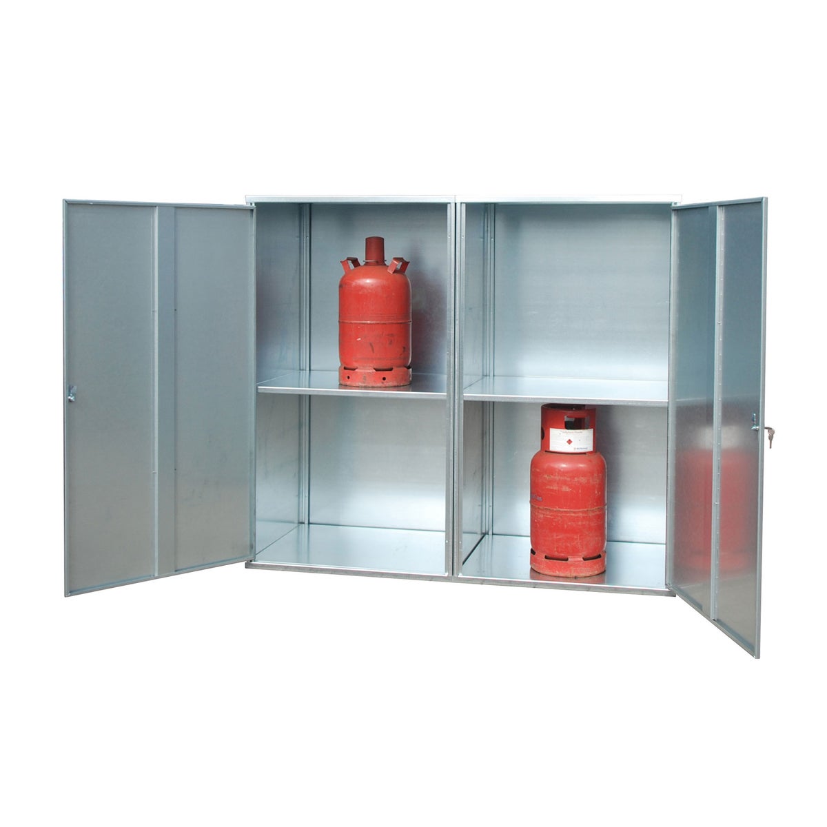 Bauer gasflessenopslag GFD-G 2, verzinkt, 2 deuren, gesloten, voor 20 x 11 kg gasflessen