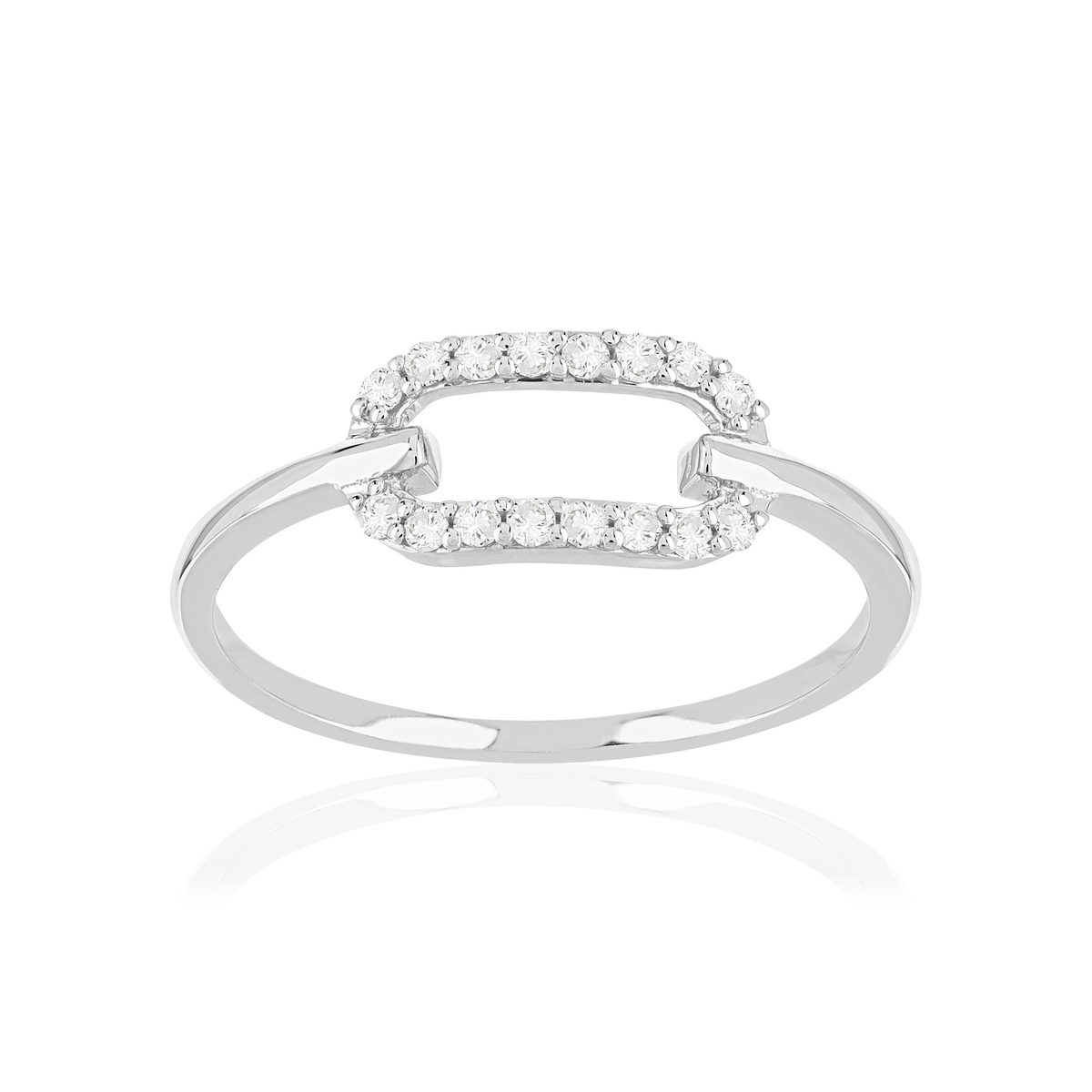 Bague or 375 blanc diamants