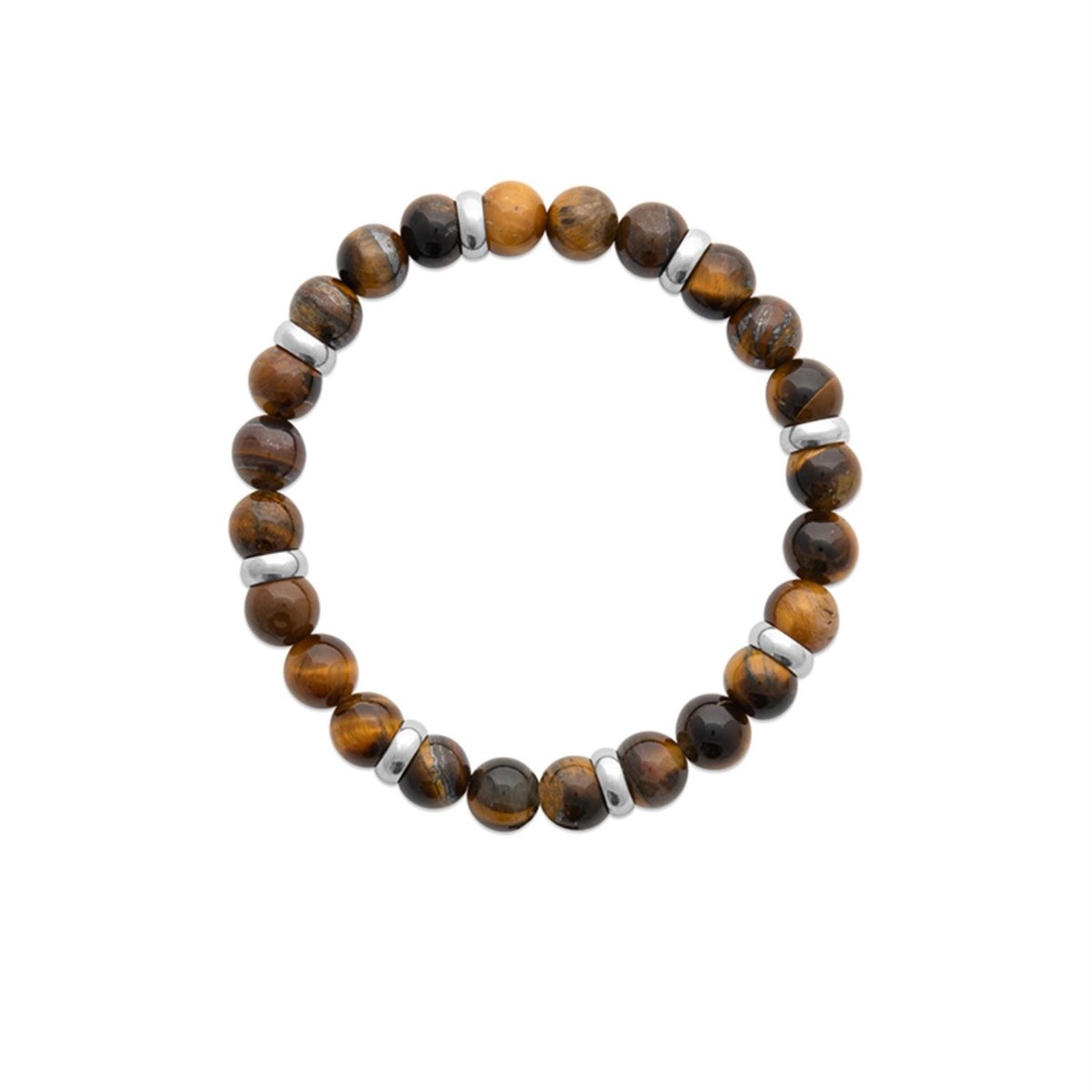 Bracelet pierres naturelles Oeil de Tigre Acier