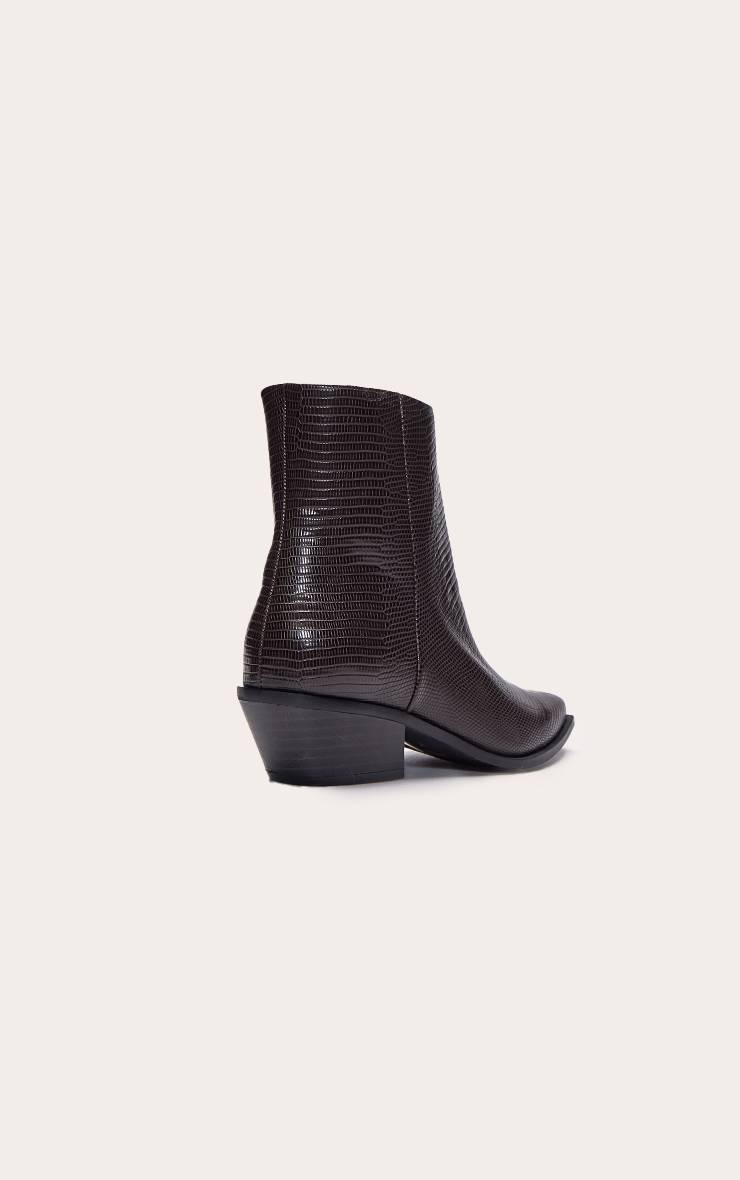 Snake Print Bottine À Talon Cubain En Synthétique Souple
