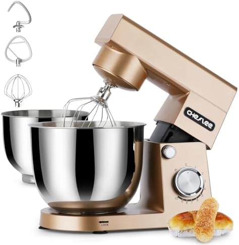 Robot Patissier CHeflee,1500 W Robot Patissier,avec Bol en Acier Inoxydable de 4,5 et 5,5 L,10 P Vitesse,avec Crochet Mélangeur,Crochet Pétrisseur,Fouet et Protection Anti Eclaboussures (Noir） : Cuisine et Maison
