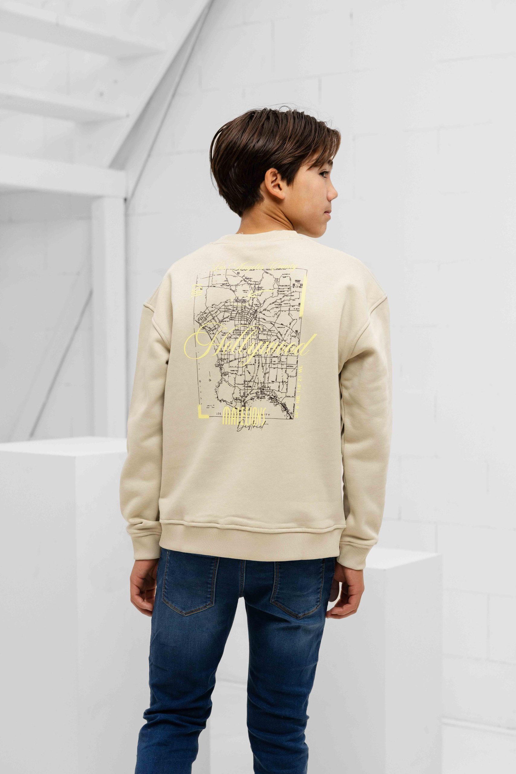 Malelions Hollywood Map Sweater Kids Beige