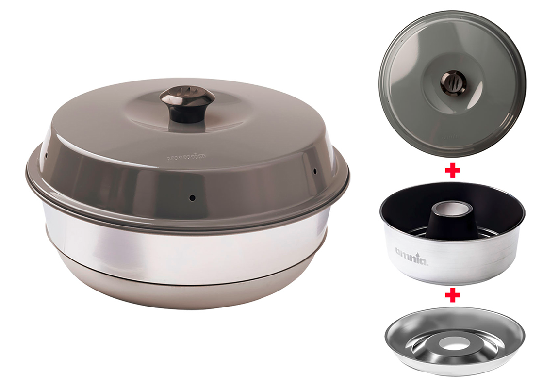 Omnia Campingbackofen Set 3-teilig mit Maxiform Antihaftbeschichtung 3 Liter Anthrazit