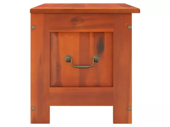 Coffre de rangement avec couvercle marron bois massif d'acacia