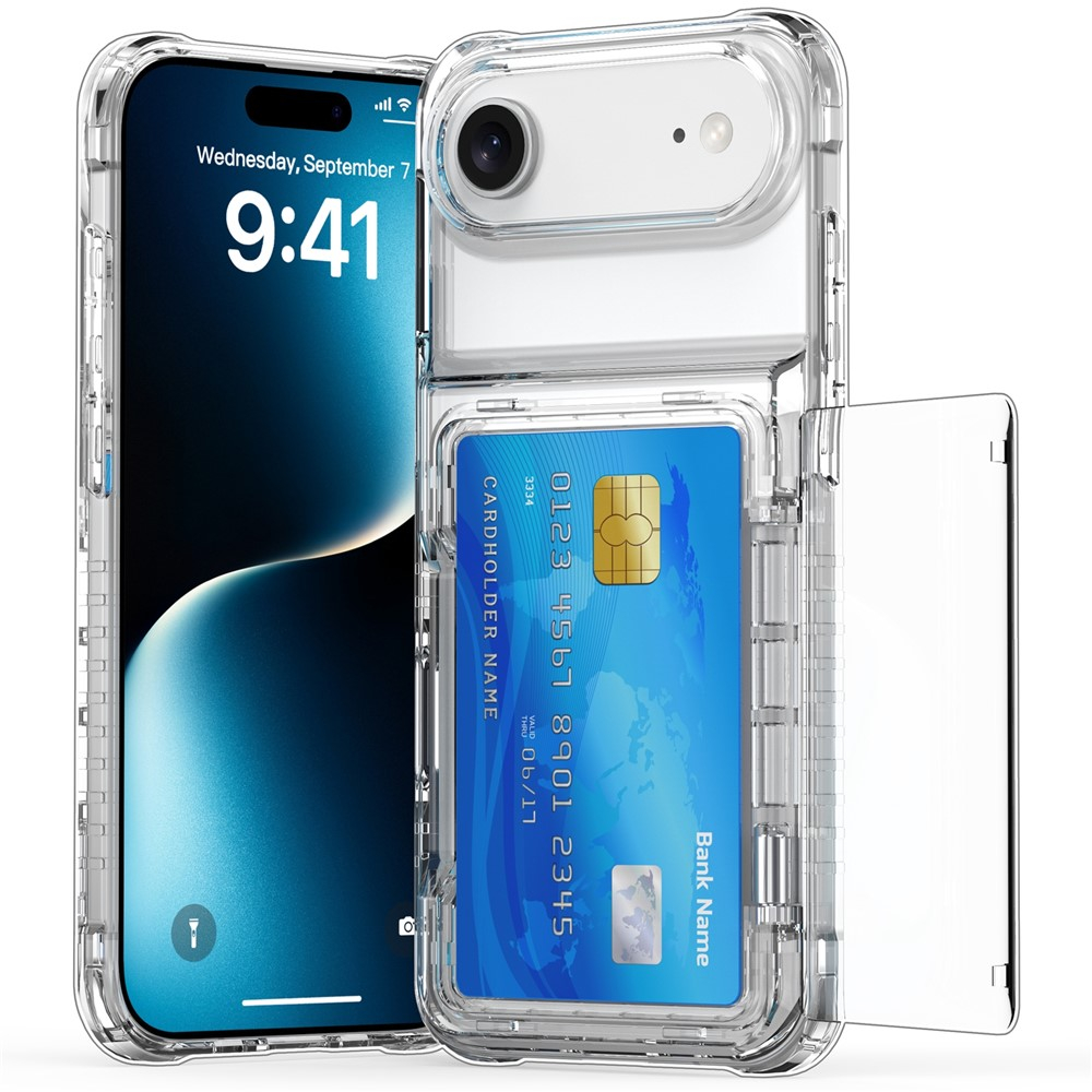 iPhone Air Gummi Case Schutzhülle Air Cushion Fallschutz mit Kartenfach   Kickstand - Transparent