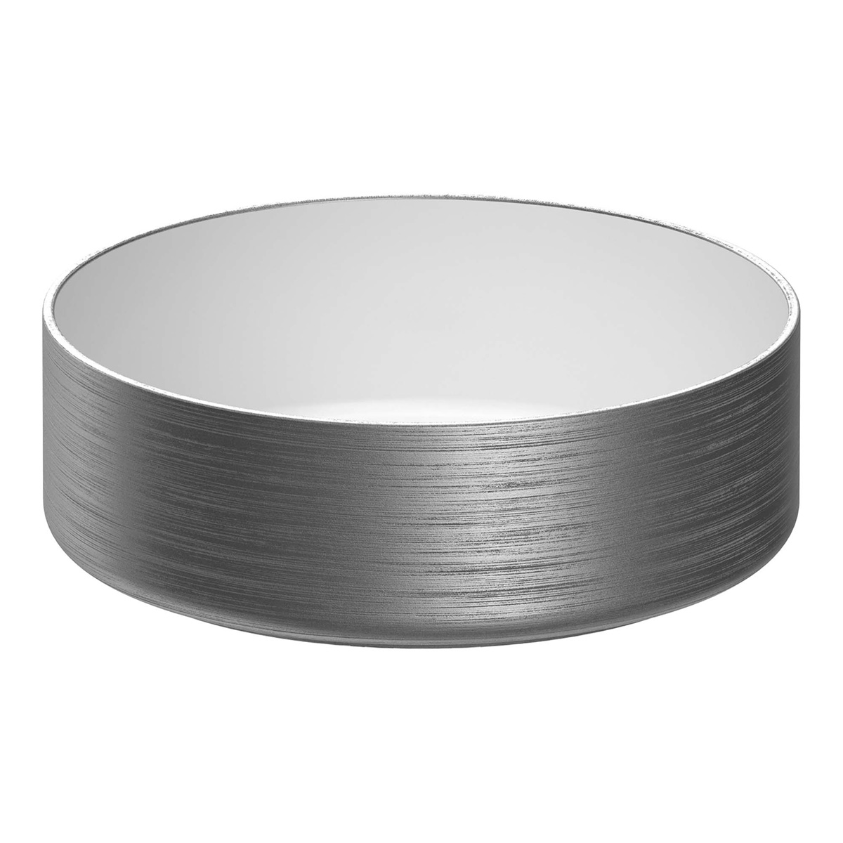 Brauer Circle waskom keramiek 36cm wit glans met zilveren buitenkant