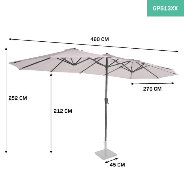 VONROC Premium Stangparasol Iseo 460x270cm