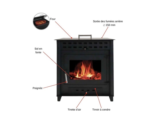 INTERSTOVES - Poêle à bois noa 9 | bûches 50cm - noir