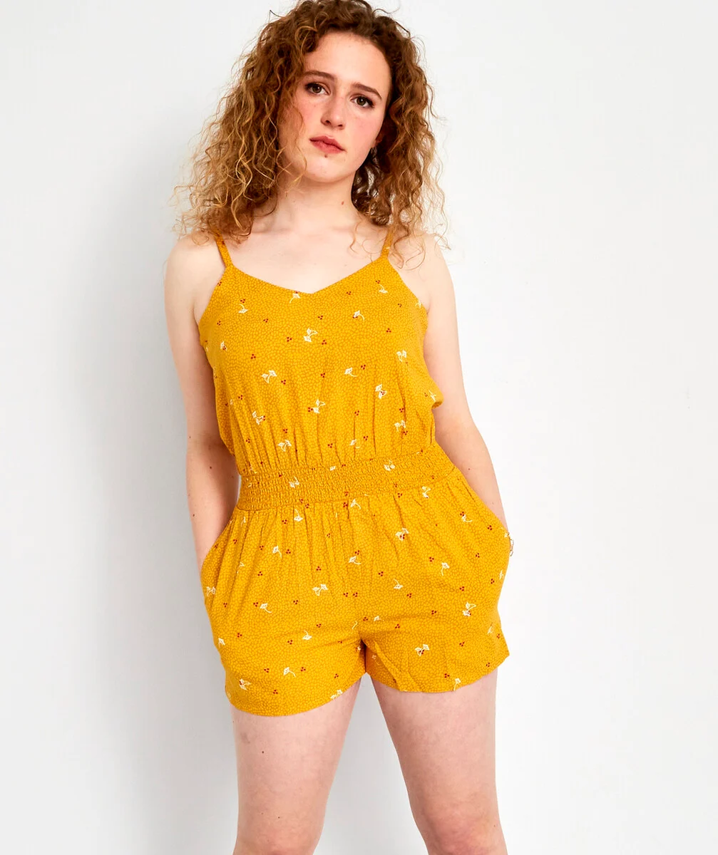 LA COMBISHORT MOUTARDE EN VISCOSE IMPRIMÉE