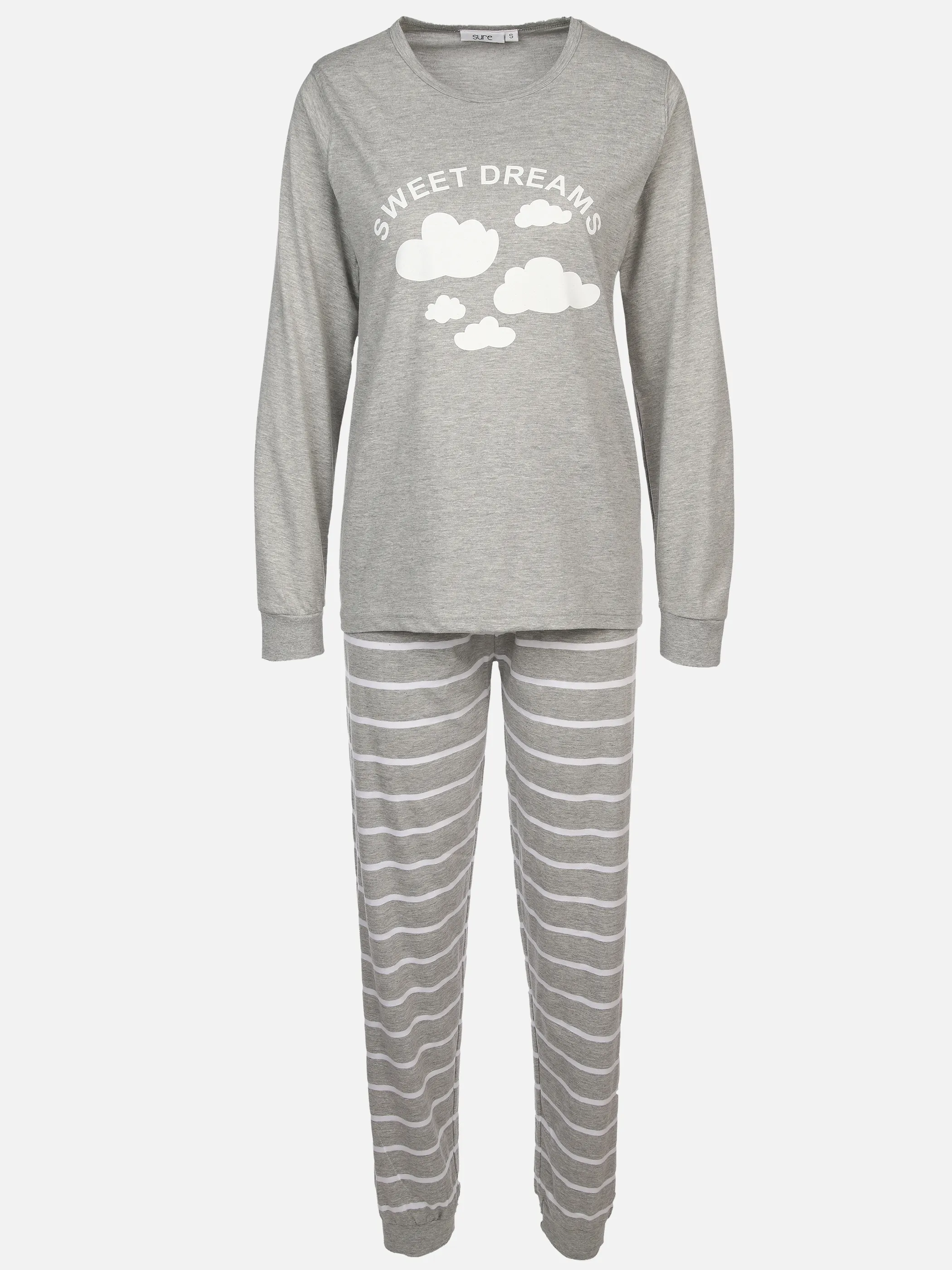 Damen Pyjama mit Wölkchen und Streifen