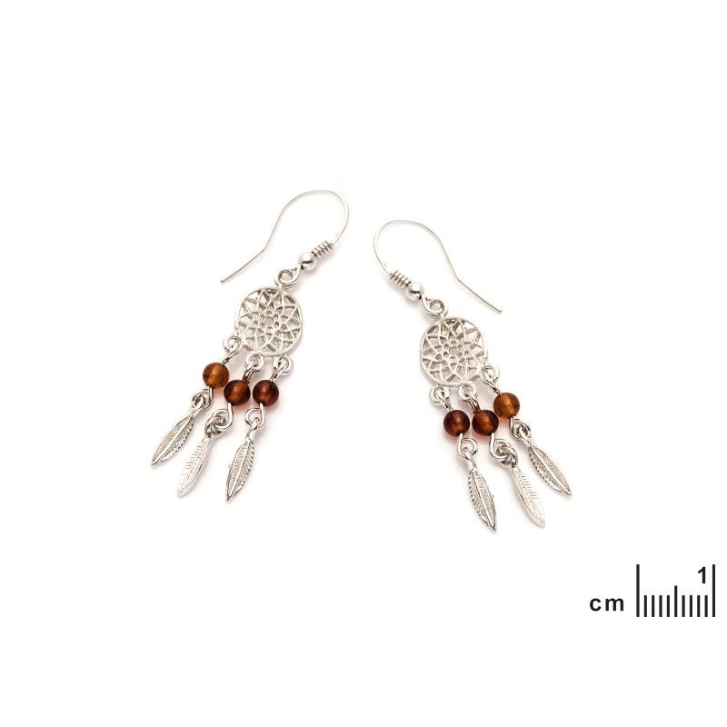 Boucle d'oreille argent 925 Ambre veritable de la mer Baltique