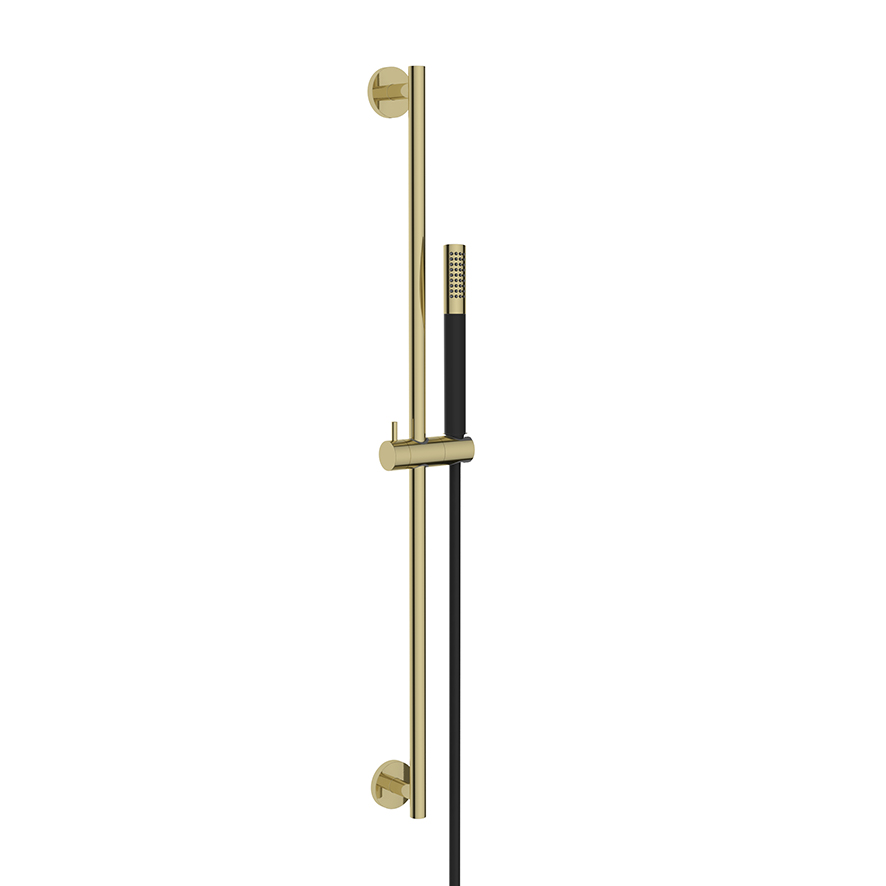 Mueller Gold glijstangset met staafhanddouche messing geborsteld / zwart mat