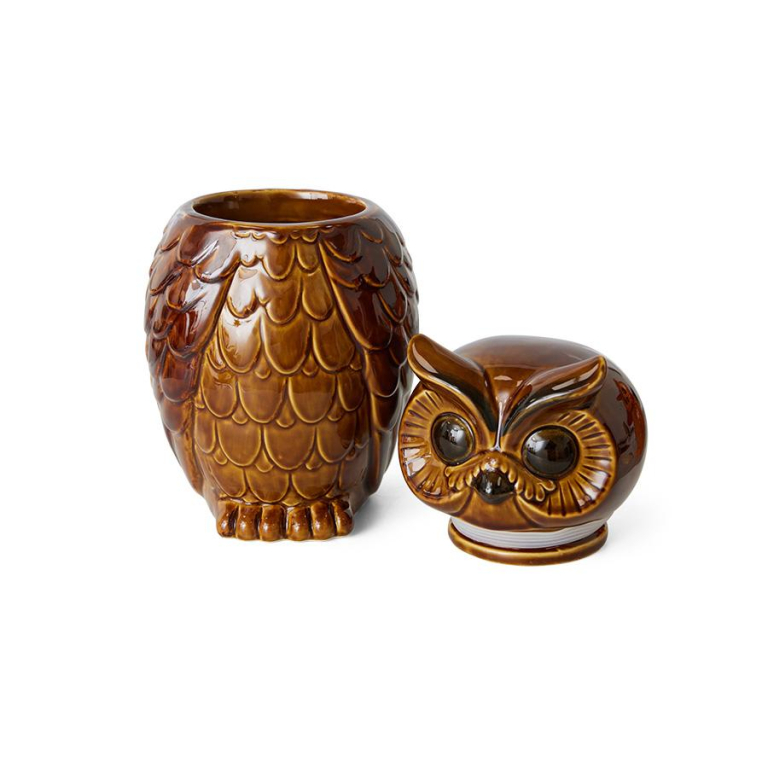 HKliving 70's Ceramic Owl voorraadpot roasted