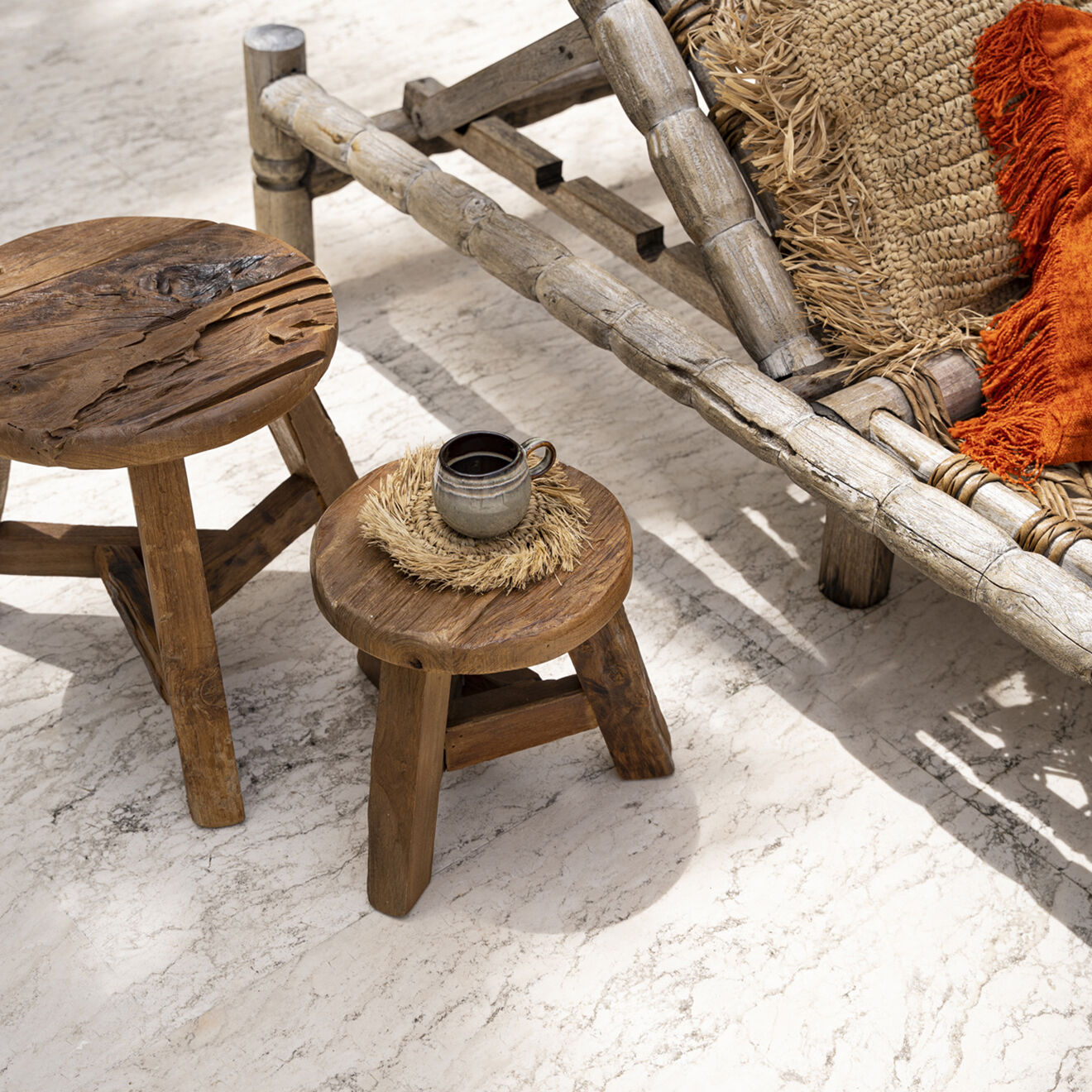 Bazar Bizar Tabouret Yatai naturel - D.37xH.33 cm