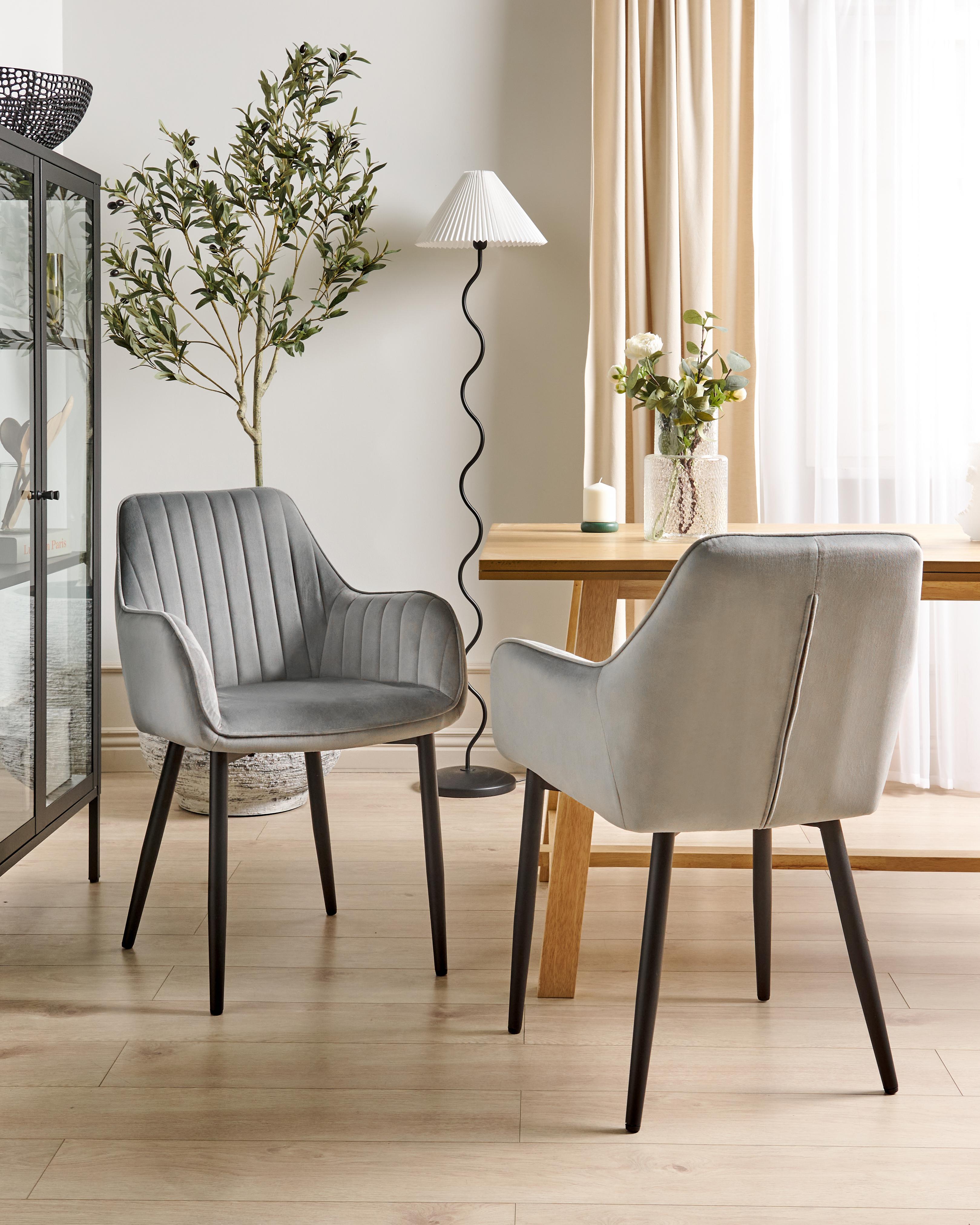 Set van 2 eetkamerstoelen WELLSTON Fluweel Donkergrijs