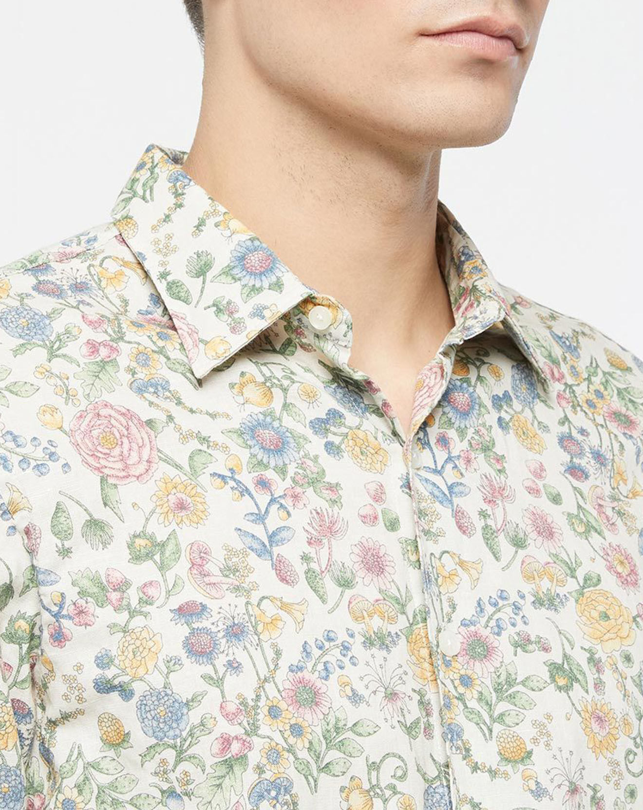 Replay Chemise en Lin & Coton à Fleurs blanche