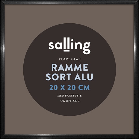Sort ramme m. glas - 20x20 cm