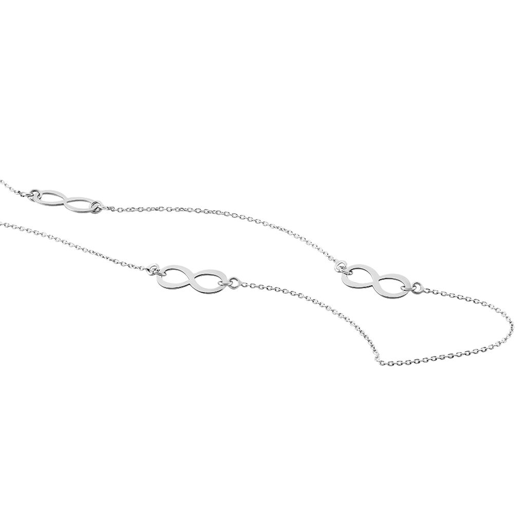Collier Sautoir Infinity Argent Blanc