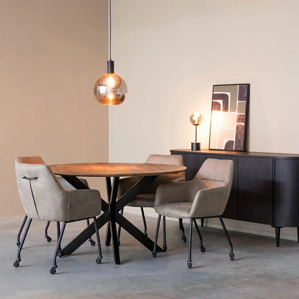 LABEL51 Eettafel Otis Espresso Mangohout Ø140cm