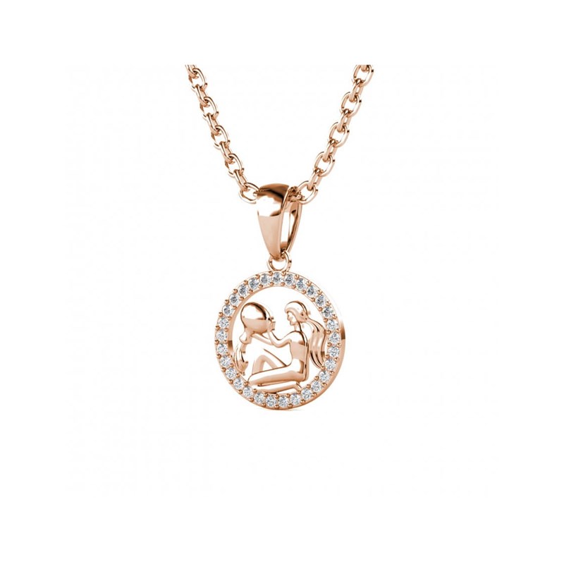 Pendentif Zodiaque Verseau - Or Rosé et Cristal