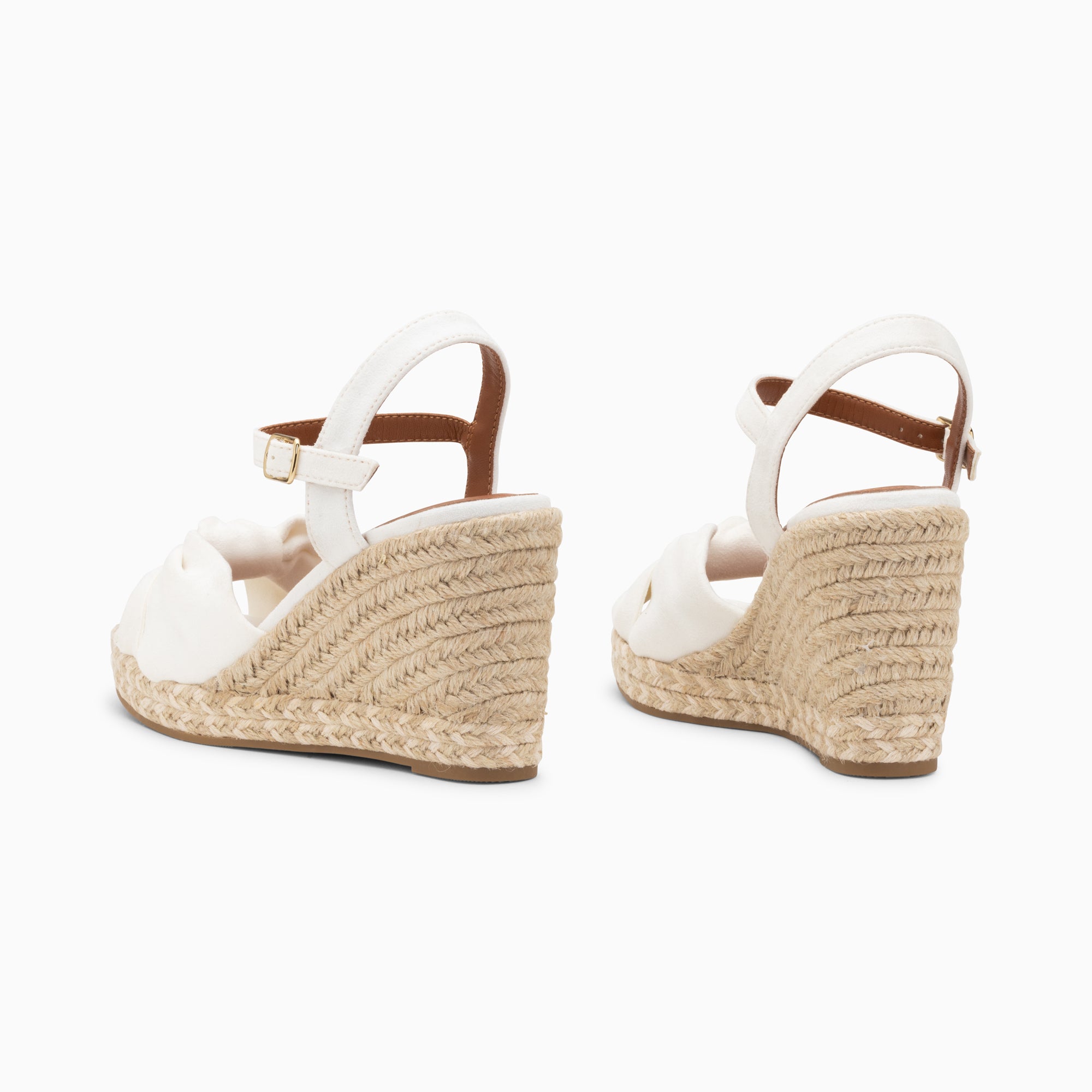 Sandales à talon, Compensées-Sandales compensées nouées Céline blanches