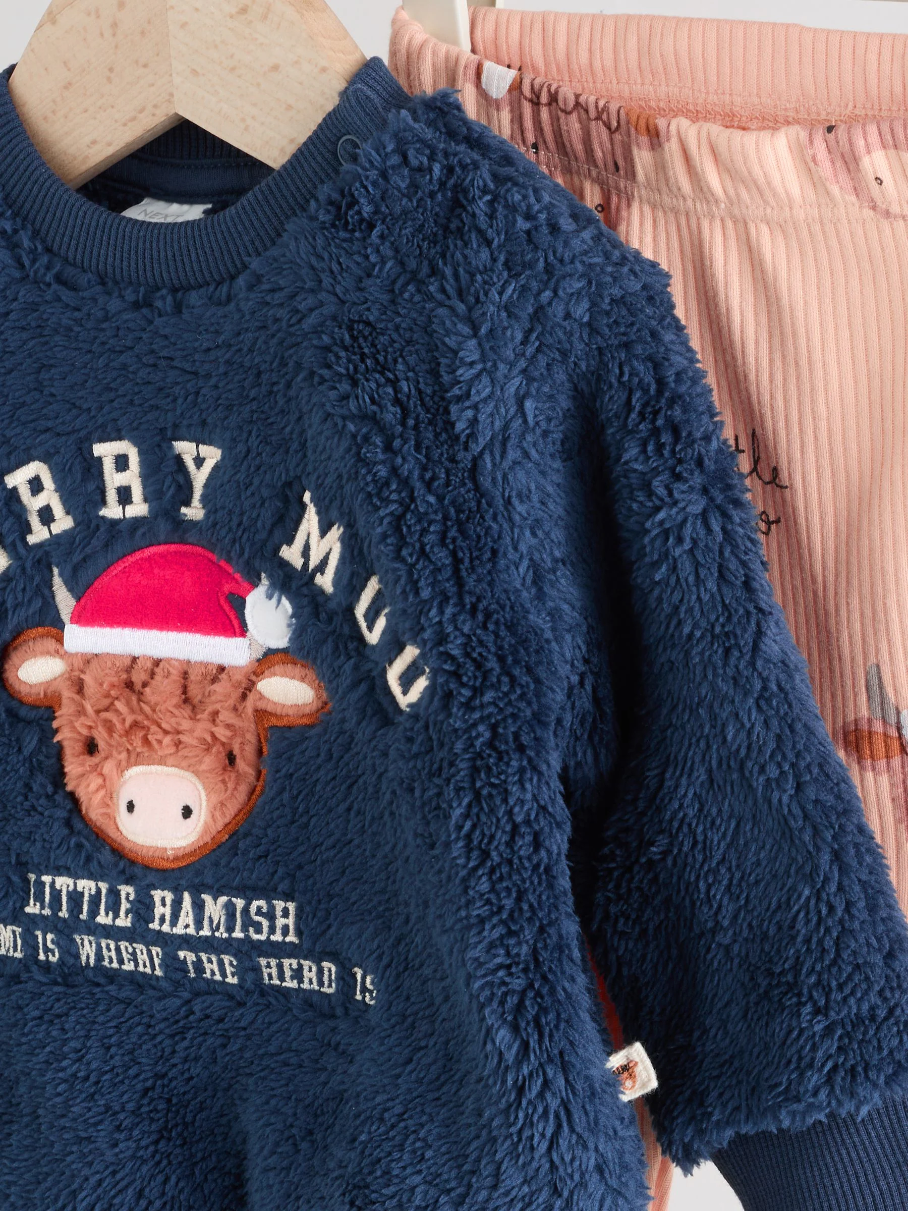 Navy Kerstmis Hamish - Babyset van fleece top en legging (0mnd-3jr)