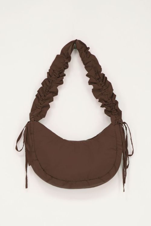 Bruine crossbody tas met ruffles