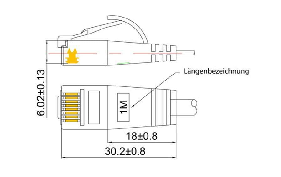 Slimpatchkabel RJ-45 - RJ-45, Cat 6, UTP, 7.5 m, ViolettUnscreened/Unshielded Twisted-Pair-Kabel (UTP) mit Klinkenschutz