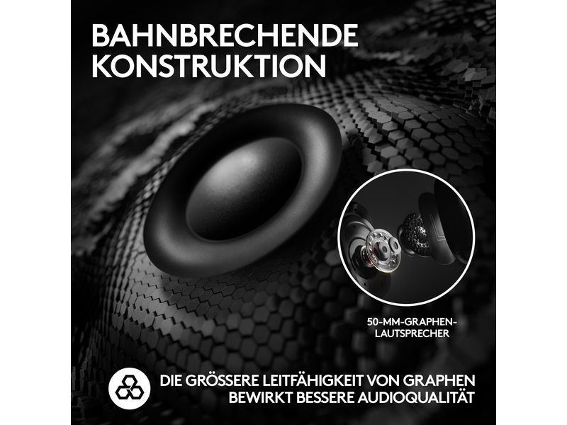 Logitech Headset G Pro X 2 Wireless Lightspeed Gaming Schwa Kabelloses Over-Ear-Headset mit Surround-Sound und weichem Ohrpolster