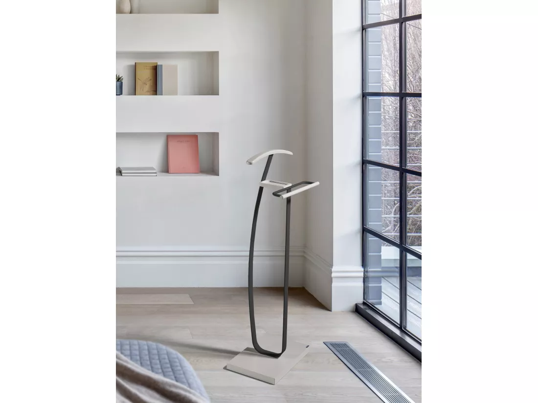 Valet de nuit - H115cm x L48cm x P30cm - hêtre massif taupe/gris graphite - City