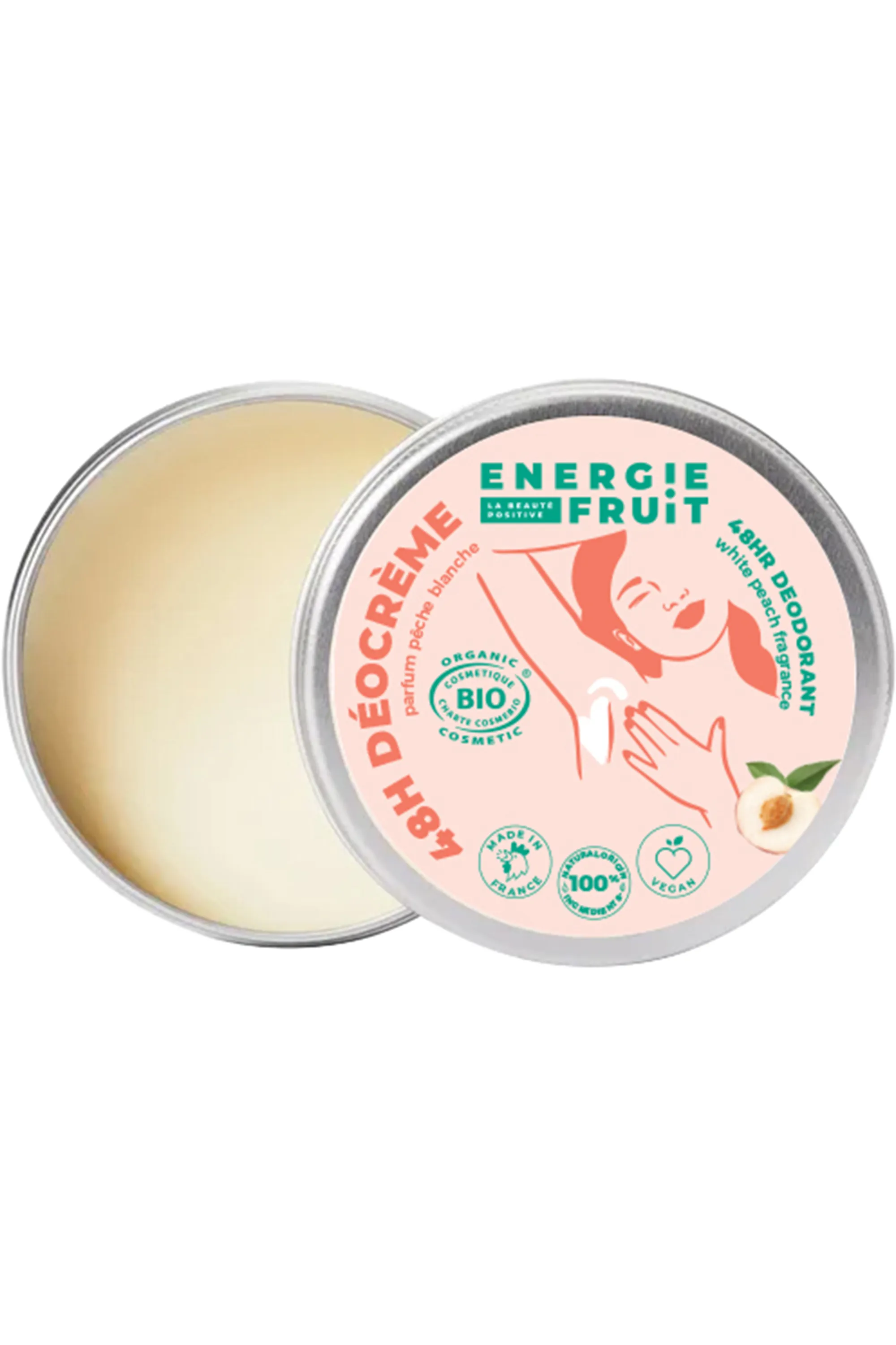 Energie Fruit Déodorant crème pêche blanche certifié bio-45 g